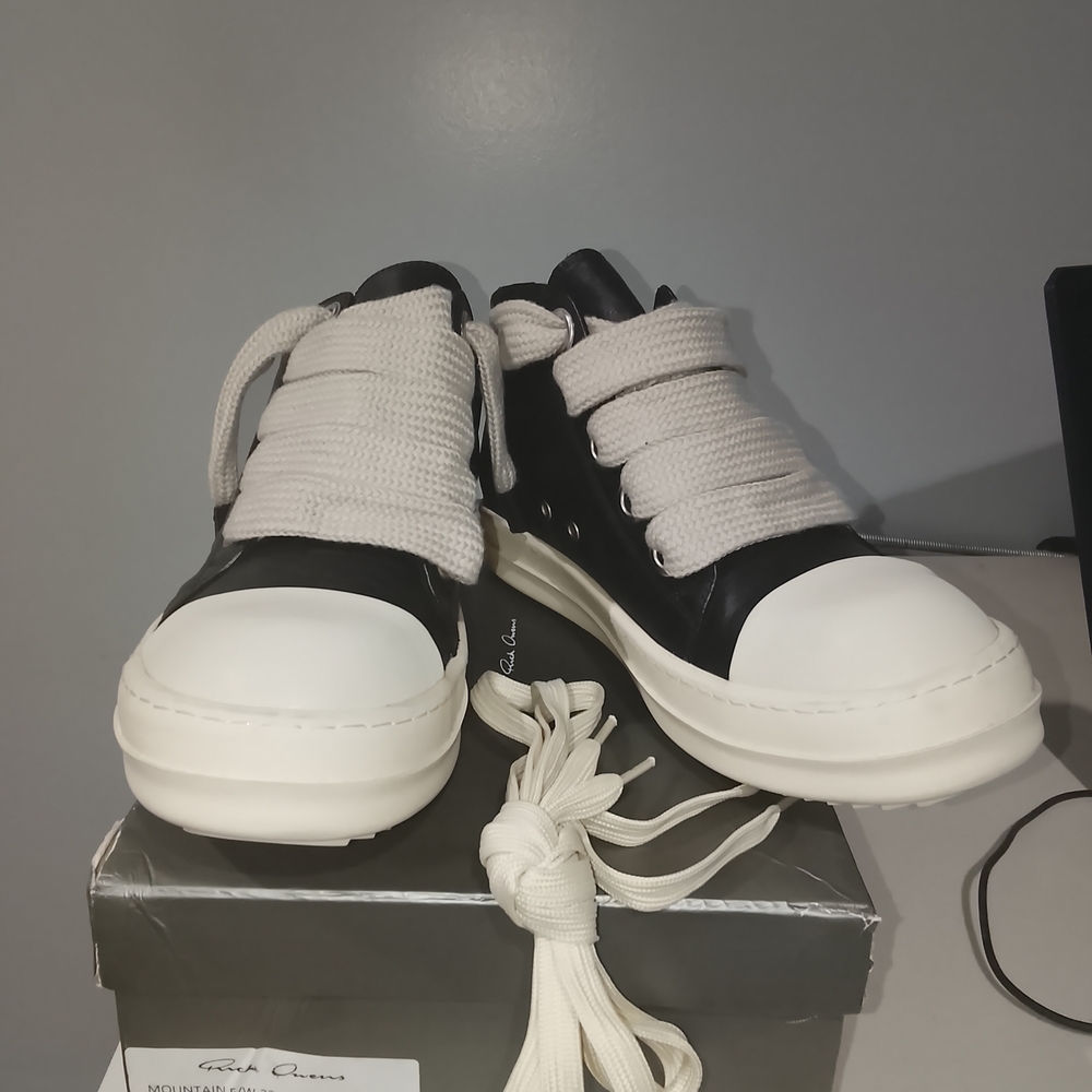 Rick Owens Black and White High-Top Sneakers